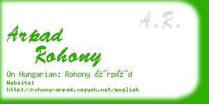 arpad rohony business card